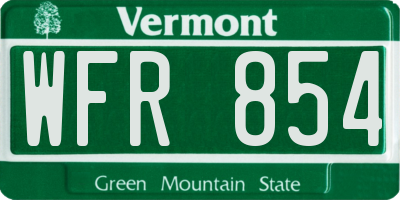 VT license plate WFR854
