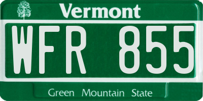 VT license plate WFR855