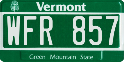 VT license plate WFR857