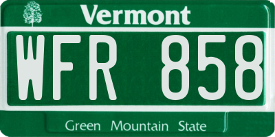 VT license plate WFR858