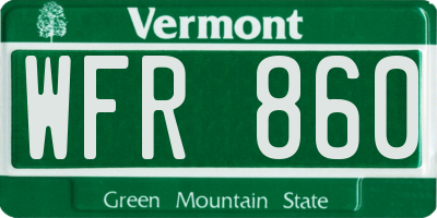 VT license plate WFR860