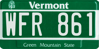 VT license plate WFR861