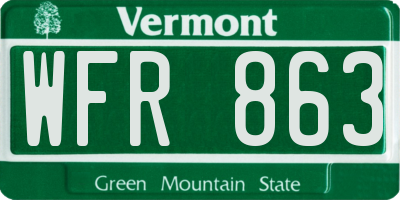VT license plate WFR863