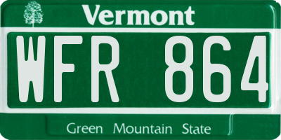 VT license plate WFR864