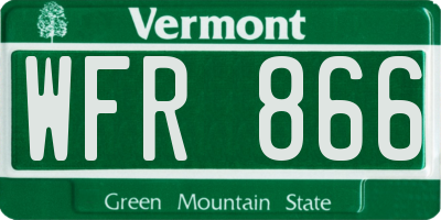 VT license plate WFR866