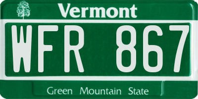VT license plate WFR867