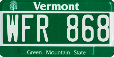 VT license plate WFR868