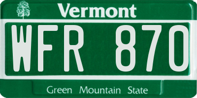 VT license plate WFR870