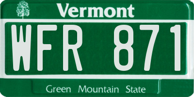 VT license plate WFR871