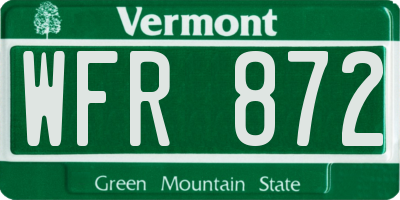 VT license plate WFR872