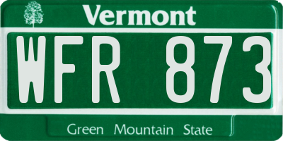 VT license plate WFR873