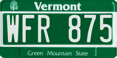 VT license plate WFR875