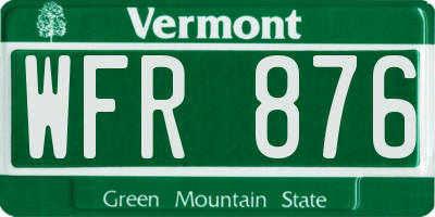 VT license plate WFR876