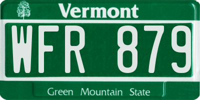 VT license plate WFR879
