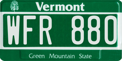 VT license plate WFR880