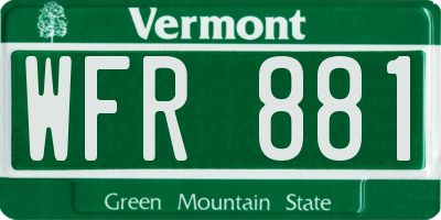 VT license plate WFR881