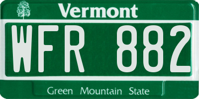 VT license plate WFR882