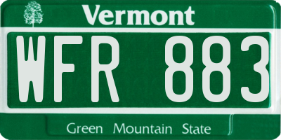 VT license plate WFR883