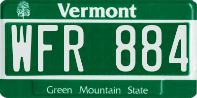 VT license plate WFR884
