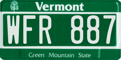 VT license plate WFR887