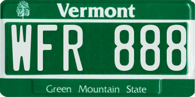 VT license plate WFR888