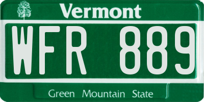 VT license plate WFR889