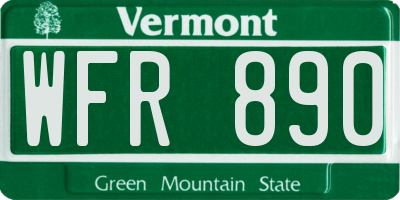VT license plate WFR890