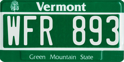 VT license plate WFR893