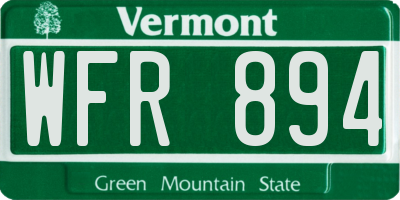 VT license plate WFR894