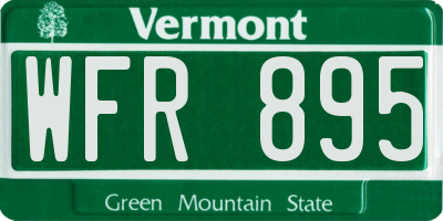 VT license plate WFR895