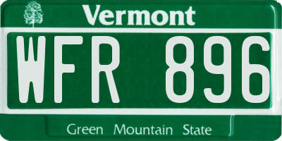VT license plate WFR896