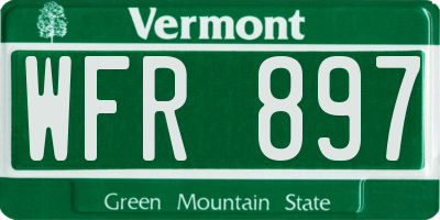 VT license plate WFR897