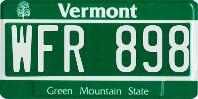 VT license plate WFR898