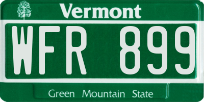 VT license plate WFR899