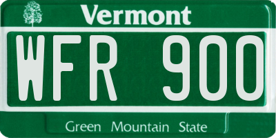 VT license plate WFR900
