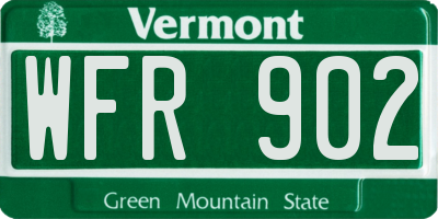 VT license plate WFR902