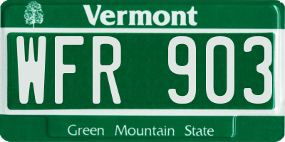 VT license plate WFR903