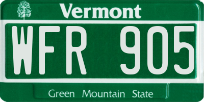VT license plate WFR905