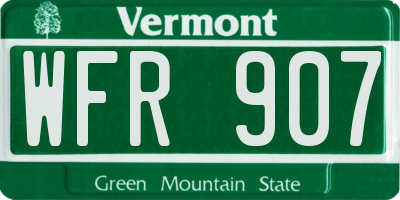 VT license plate WFR907