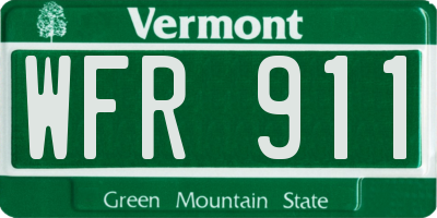VT license plate WFR911