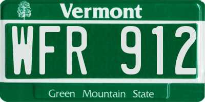 VT license plate WFR912