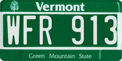 VT license plate WFR913