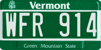 VT license plate WFR914