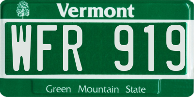 VT license plate WFR919