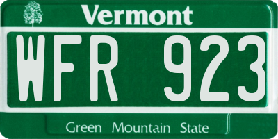 VT license plate WFR923