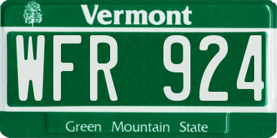 VT license plate WFR924