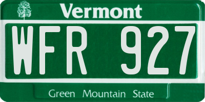 VT license plate WFR927