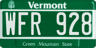 VT license plate WFR928