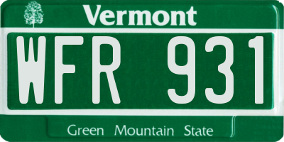 VT license plate WFR931