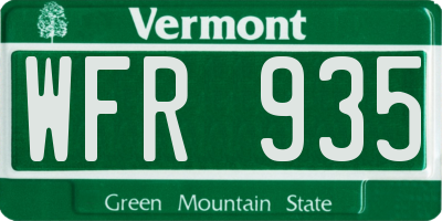 VT license plate WFR935